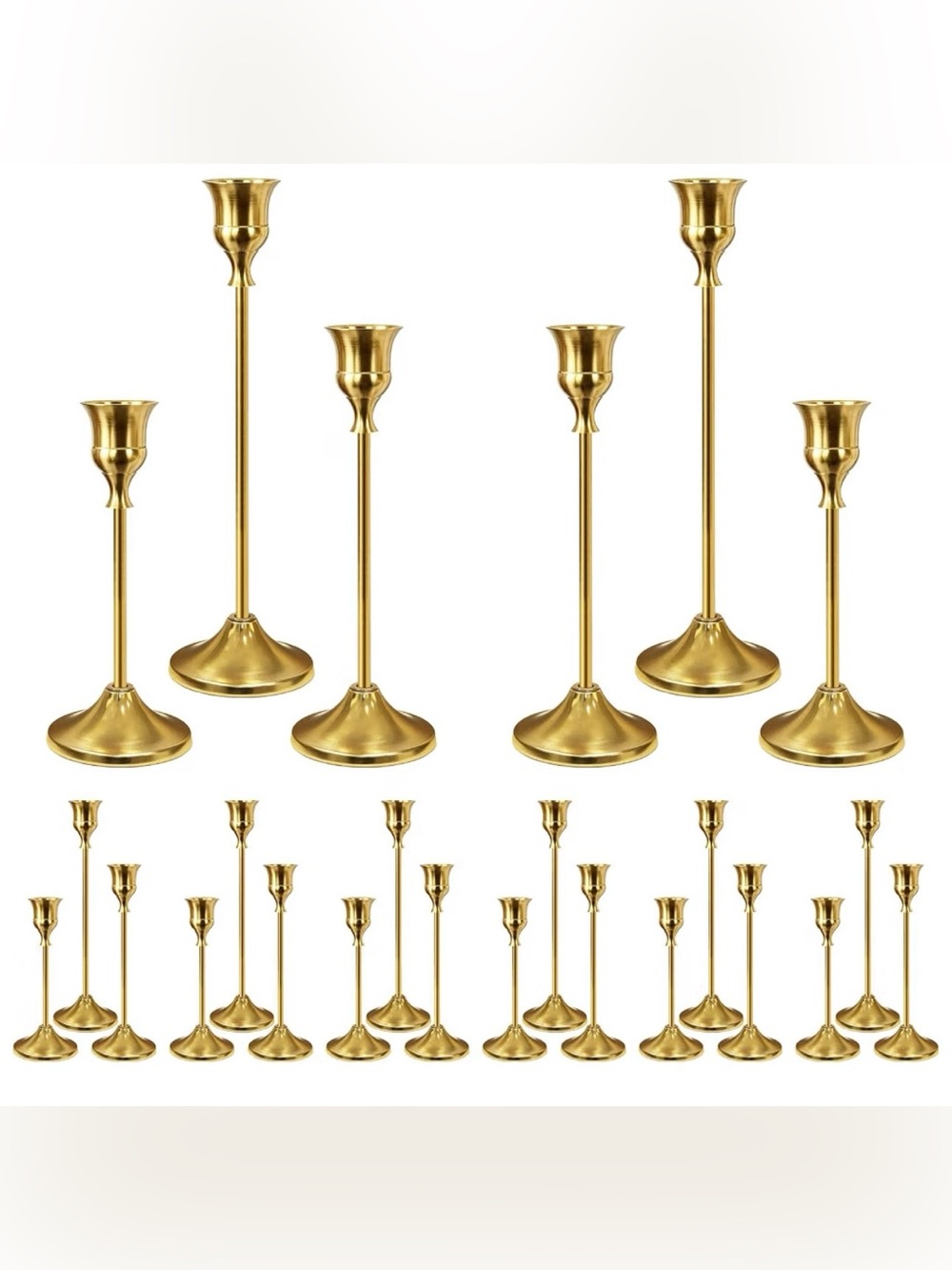 24Pcs Gold Taper Candle Holders, Vintage Centerpieces Candlestick Holder